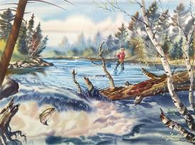 On the Evergreen (Fishing) by Clarence Boyce Monegar