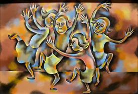 Four Dancing Ladies in Orange by Mary Nohl