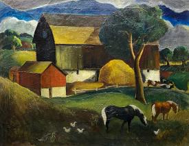 Barn with Animals by Peter Rotier