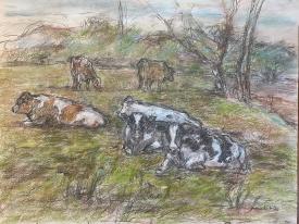 Cows at Rest, Dahm's Farm by Judith Friebert