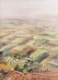 Untitled (View of Italian Fields from Hill) by Mary Theisen - Helm