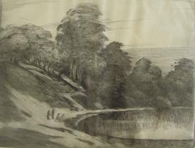 Untitled (Pond with Hill and Trees) by Paul Hammersmith