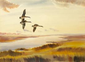 Over the Marsh (3 Geese) by Clarence Boyce Monegar