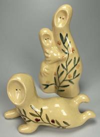 "Ghost" Family - TWO (2) piece Ceramic Sculpture by Mary Nohl