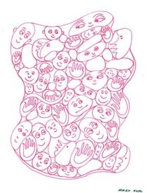 Large Group of Pink faces by Mary Nohl