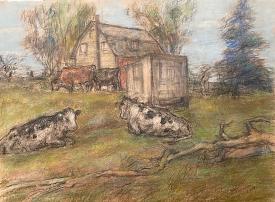 Cows and Chicken Coop by Judith Friebert