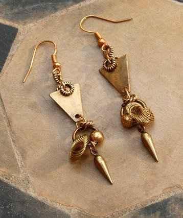 Cubist Artist Ode to Duchamp Earrings, Vintage Elements by Marian Vieux