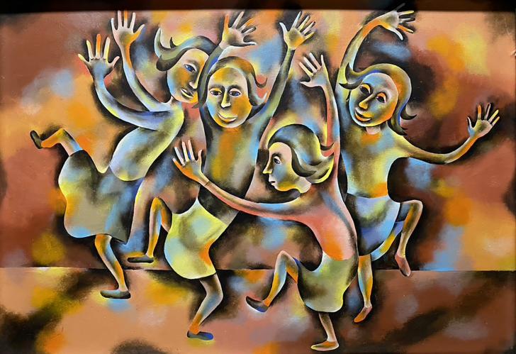 Four Dancing Ladies in Orange by Mary Nohl