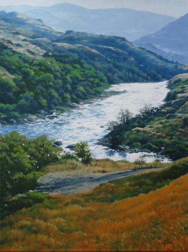 Morning Silver on the Yellowstone by Liz Phillips