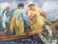 Two Fisherman Hauling Catch by Robert von Neumann