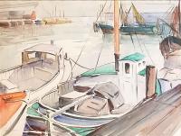 Untitled - Boats in Harbor by Emily Groom