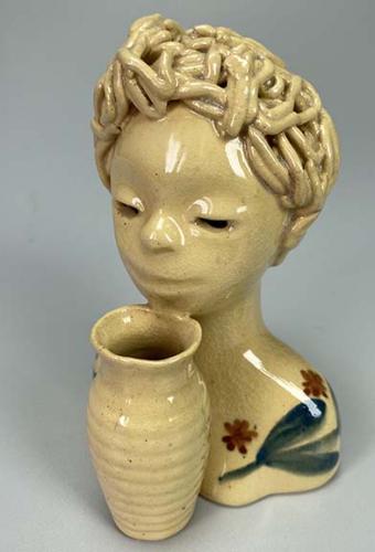 Ceramic Head Sculpture with by Mary Nohl