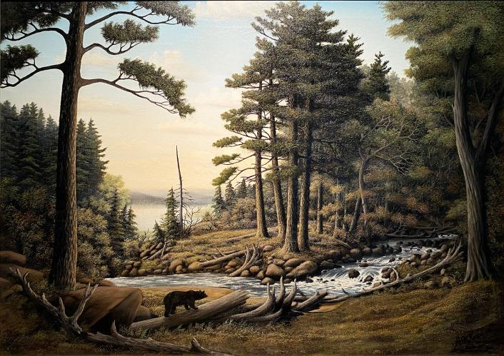 NorthwoodsLanscape with Bear by Herman A. Krause