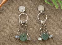 Gypsy Earring Posts with Roman Glass and Labradorite by Michelle Zjala Winter