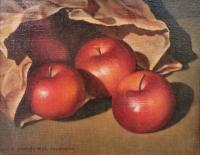 Untitled (Red Apples and Brown Bag) by Doris Wokurka