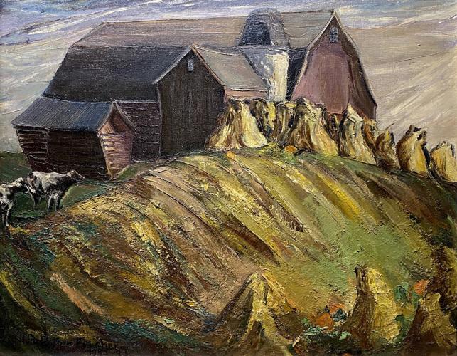 Semro's Barn and Corn Field by Hulda Rotier Fischer