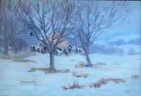 Untitled (Winter Landscape with cows) by Emily Groom