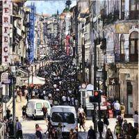 Crowded Street in Porto by Reed Jones