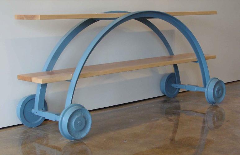 Two Tier Teal Cart Table by Nathan Hatch