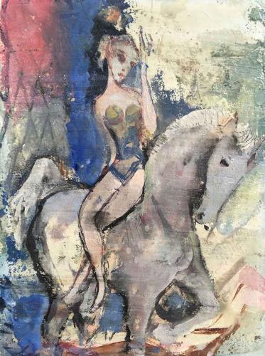 Circus Acrobat on Horse by Lester Schwartz