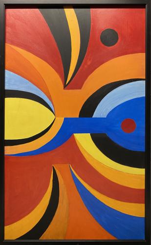 Untitled (red, orange, black cat eye) by Lucia Stern
