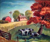 Untitled (Farm Scene with Cows) by Lois Ireland