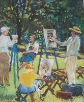 Untitled (Painters and Model in Park) by Mary Theisen - Helm