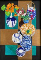 Flowers and Tea Pots by Helen Olney