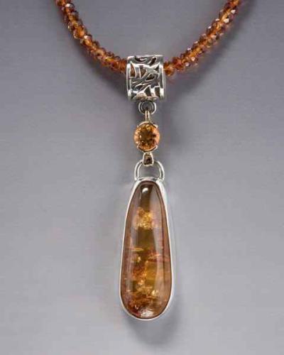 #1 Citrine and Amber Pendant by Catherine Laing