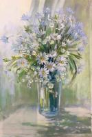 White Flowers in Glass Vase by Carol Rowan