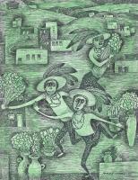 Untitled ( Three Women Dancing in Green) by Mary Nohl