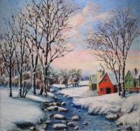 Farm by the Creek in Winter by Herm Matt