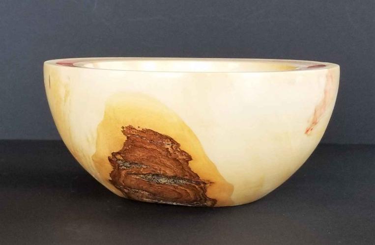 Flamed Box Elder Bowl with Red/Clear Trim by Ronald Zdroik