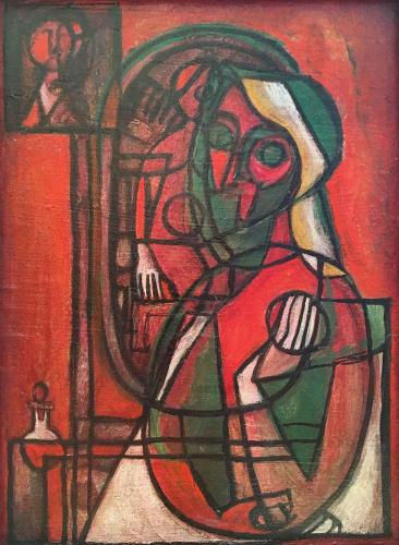 Untitled (Girl at Mirror, Cubist) by Janet Dana