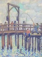 Untitled - Fishermen on Pier by James Scott