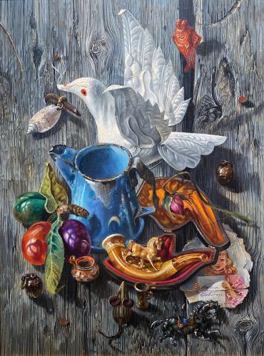 Still life with Paper Bird by Aaron Bohrod