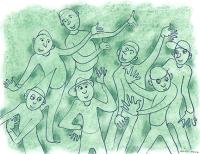 Seven Green People Waving and Dancing by Mary Nohl
