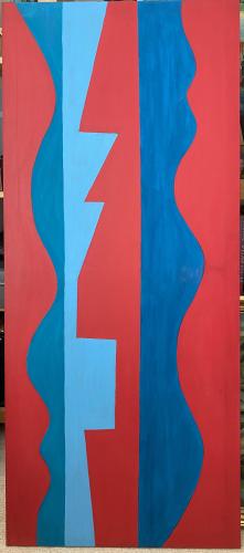 Untitled Red and Blue Geometric by Lucia Stern